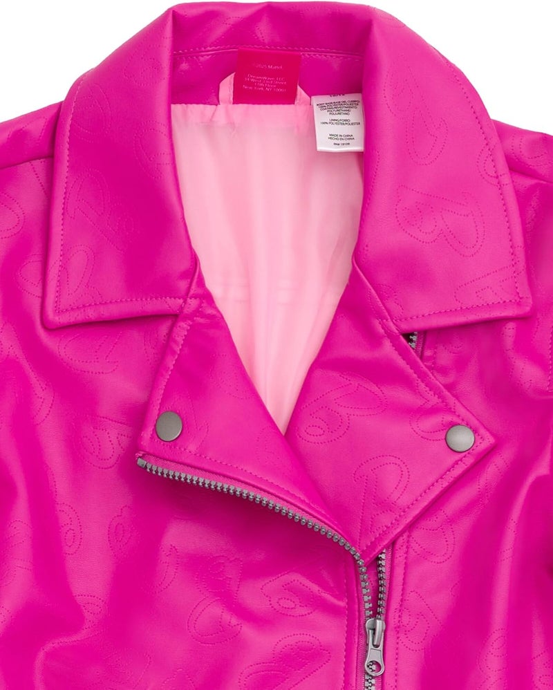Barbie Girls Pink Faux Leather Jacket Little Kid to Big Kid Sizes (4-14-16) - Image 4